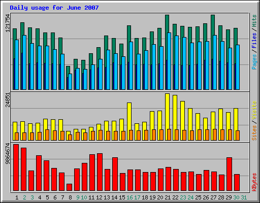 Daily usage for June 2007