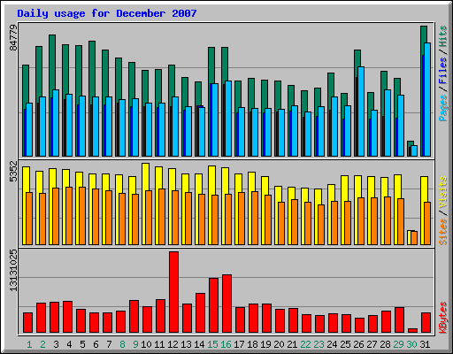 Daily usage for December 2007