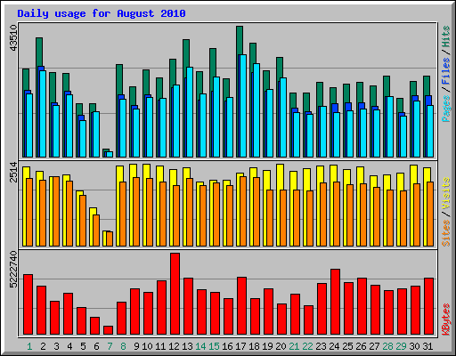 Daily usage for August 2010