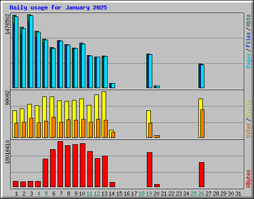 Daily usage for January 2025