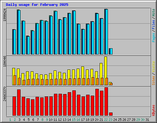 Daily usage for February 2025