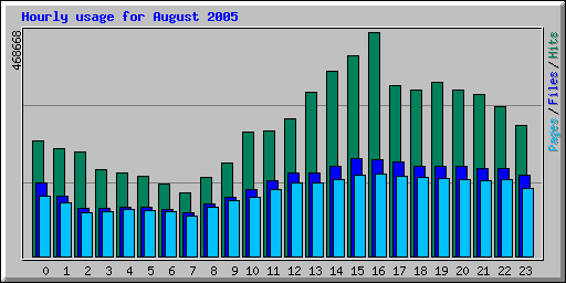 Hourly usage for August 2005