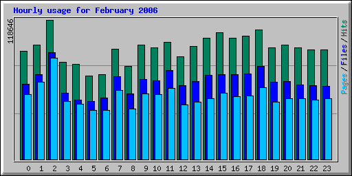 Hourly usage for February 2006