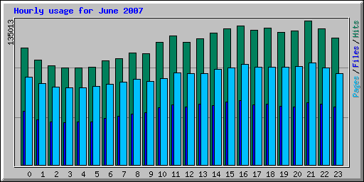 Hourly usage for June 2007