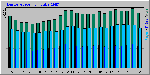 Hourly usage for July 2007