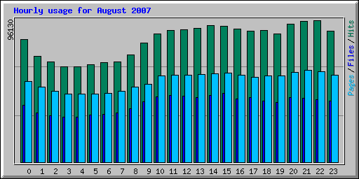 Hourly usage for August 2007