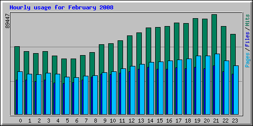 Hourly usage for February 2008