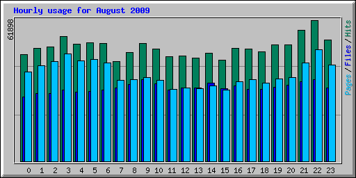 Hourly usage for August 2009